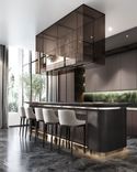 The kitchen with a niche finished in Avocatus quartzite