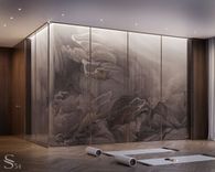 Interior design of luxury restaurant in Mocha Mousse shade by Studia 54