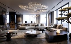 Interior of a luxury penthouse in the USA