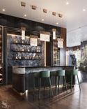 Marble decoration in the bar area gives the interior a representative appearance