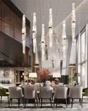 Minotti dining table with orange countertop