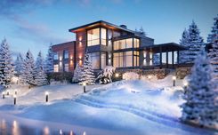 Architectural design of a modern house by the river