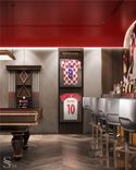 Billiard room. A collection of t-shirts of the most legendary Croatian football players
