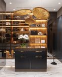 Luxurious wardrobe accents - Panzeri chandelier, Fondovalle ceramic granite