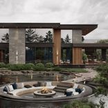Unique lounge area in the middle of the pond