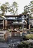Protruding terrace with canopy