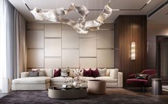 Flat interior in St. Petersburg with a view of the Neva River 
